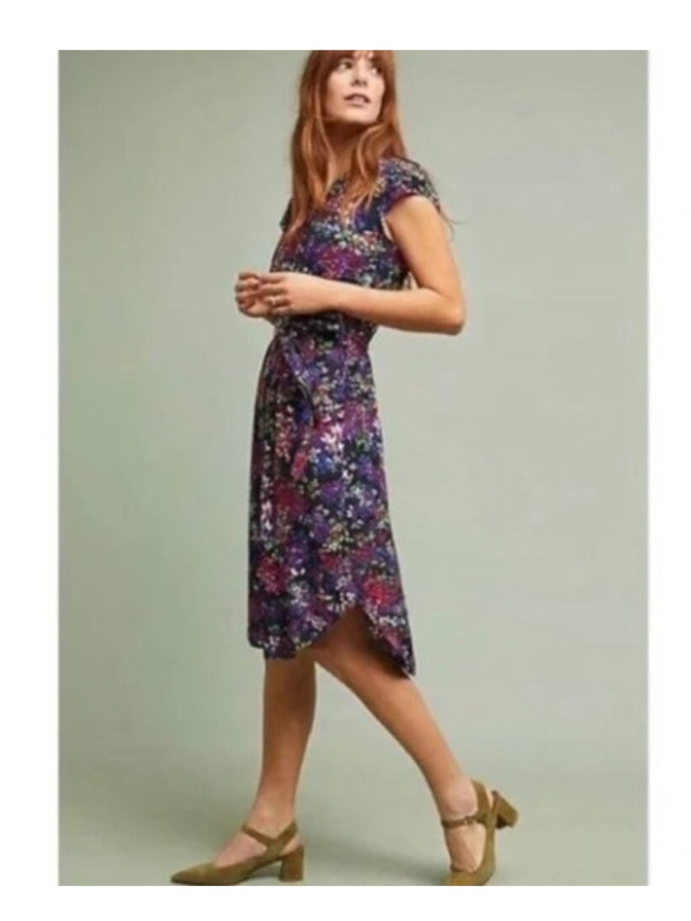 Anthropologie 32 of 52 conversations Black Floral Midi Dress